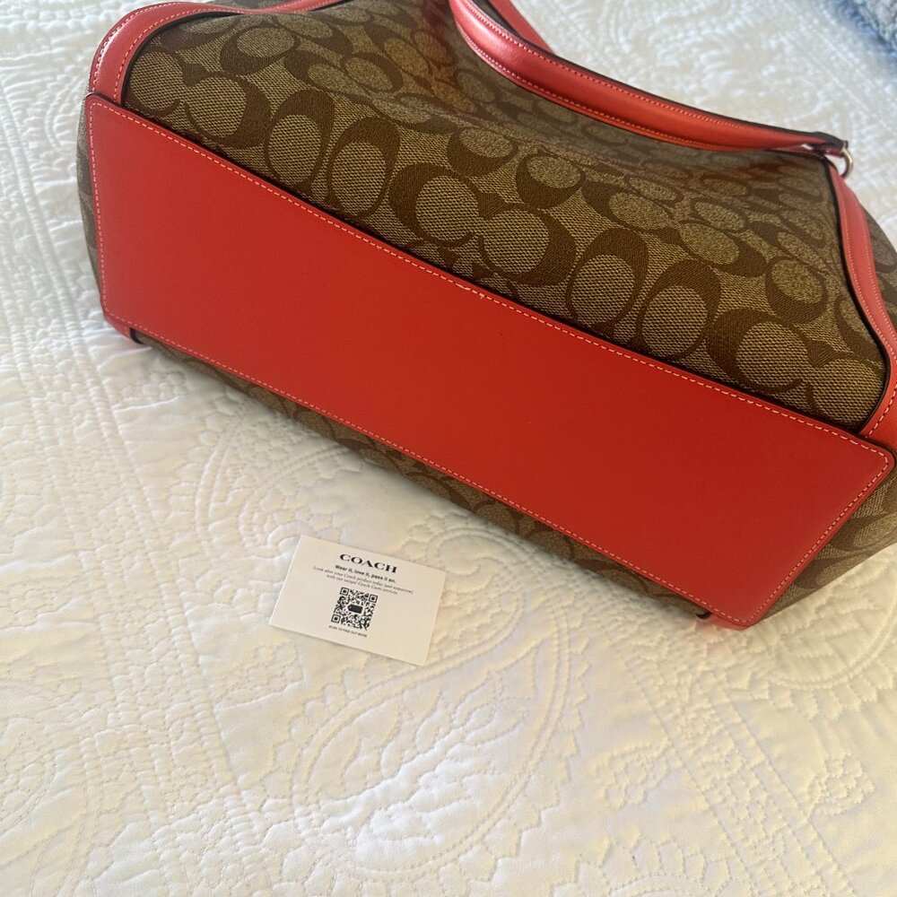 Coach No B2391-C6232 Kristy Shoulder Handbag - Khaki signature - Tangerine - Picture 11 of 15